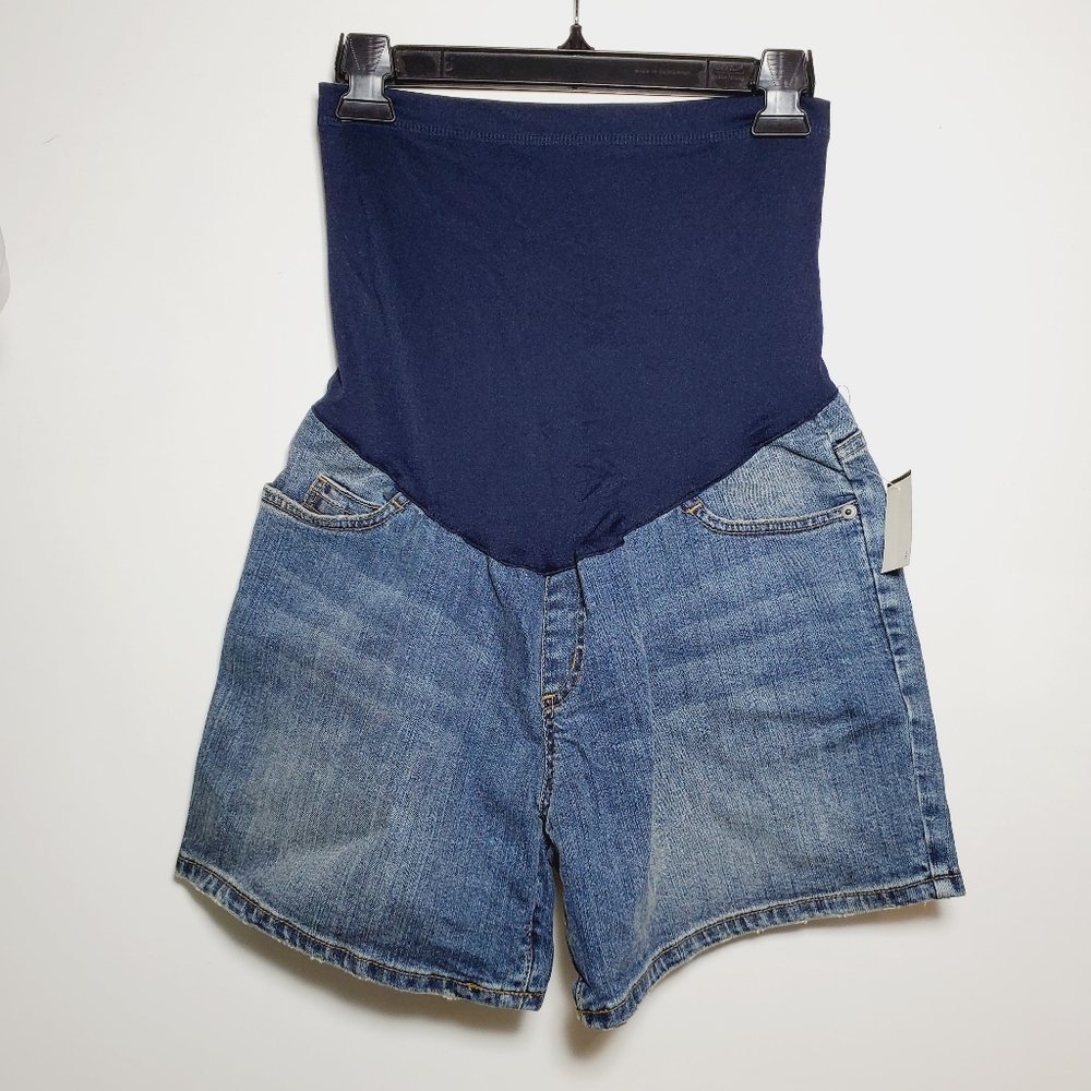 Liz Lange Maternity for Target Blue Denim Jean Shorts Belly Panel Small